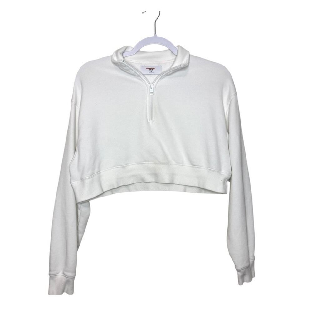ARITZIA TNA Cropped Zip Sweatshirt Women XS White Activewear Lightweight‎